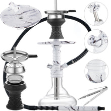Load image into Gallery viewer, Hookah Set Carbon Fiber Printed Pattern with Accessories Silicone Hose Bowl Tongs Mouth Tips, Small Aluminum Hooka Shisha Complete Set
