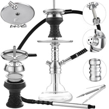 Load image into Gallery viewer, Hookah Set Carbon Fiber Printed Pattern with Accessories Silicone Hose Bowl Tongs Mouth Tips, Small Aluminum Hooka Shisha Complete Set
