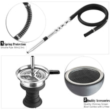 Load image into Gallery viewer, Wood Resin Hookah Set with Silicone Hose Bowl Tongs Mouth Tips Accessories, Small Shisha Complete Set Glass Aluminum Hooka
