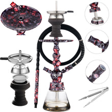 Load image into Gallery viewer, Marbling Hookah Set 19&quot; with Silicone Hose Bowl Tongs Mouth Tips Everything Accessories, Small Glass Shisha Hookahs Complete Set Aluminum Stem Hooka Kit
