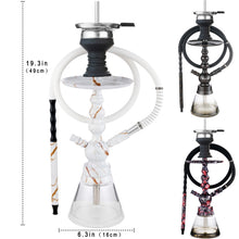 Load image into Gallery viewer, Marbling Hookah Set 19&quot; with Silicone Hose Bowl Tongs Mouth Tips Everything Accessories, Small Glass Shisha Hookahs Complete Set Aluminum Stem Hooka Kit
