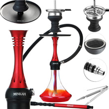 Load image into Gallery viewer, Hookah Set 19&quot; with Silicone Hose Bowl Tongs Mouth Tips Everything Accessories,  Small Shisha Complete Set Aluminum Hooka
