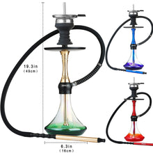 Load image into Gallery viewer, Hookah Set 19&quot; with Silicone Hose Bowl Tongs Mouth Tips Everything Accessories,  Small Shisha Complete Set Aluminum Hooka
